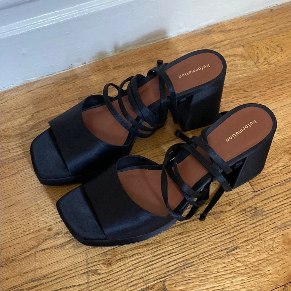 Reformation Black Platform Shoes with Strappy Design - Picture 3 of 6